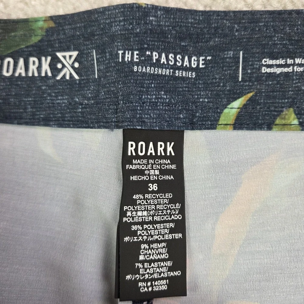 Roark Passage 18 La Selva Board Shorts Mens‎ 36 Floral Hemp Blend Surf NWT